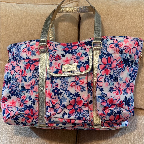 Lilly Pulitzer Pink and Gold Floral Tote - Picture 12 of 12